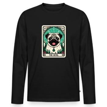Tarot Card The Devil XV, Tarot Card Pug Dog - Men's Premium Organic Long Sleeve Shirt - black - Front - Nico (187cm)