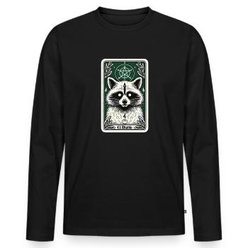 Tarotkarte Der Teufel XV, Tarot Karte Waschbär - Männer Premium Bio Langarmshirt - Schwarz - Vorne - Nico (187cm)