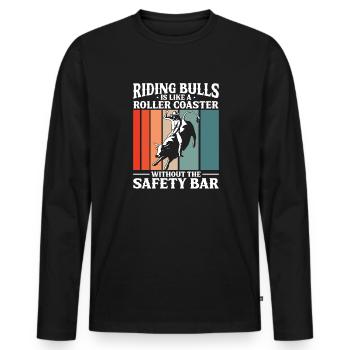 Bull Rider Rodeo Western Cowboy Bull Riding - Men's Premium Organic Long Sleeve Shirt - black - Front - Nico (187cm)