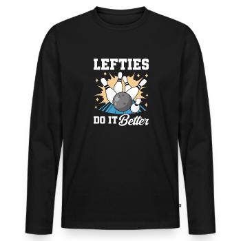 Bowling Left-handed Left-handed bowler - Men's Premium Organic Long Sleeve Shirt - black - Front - Nico (187cm)
