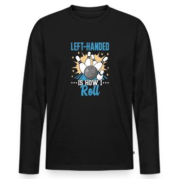 Bowling Left-handed Left-handed bowler - Men's Premium Organic Long Sleeve Shirt - black - Front - Nico (187cm)