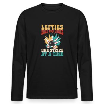 Bowling Left-handed Left-handed bowler - Men's Premium Organic Long Sleeve Shirt - black - Front - Nico (187cm)