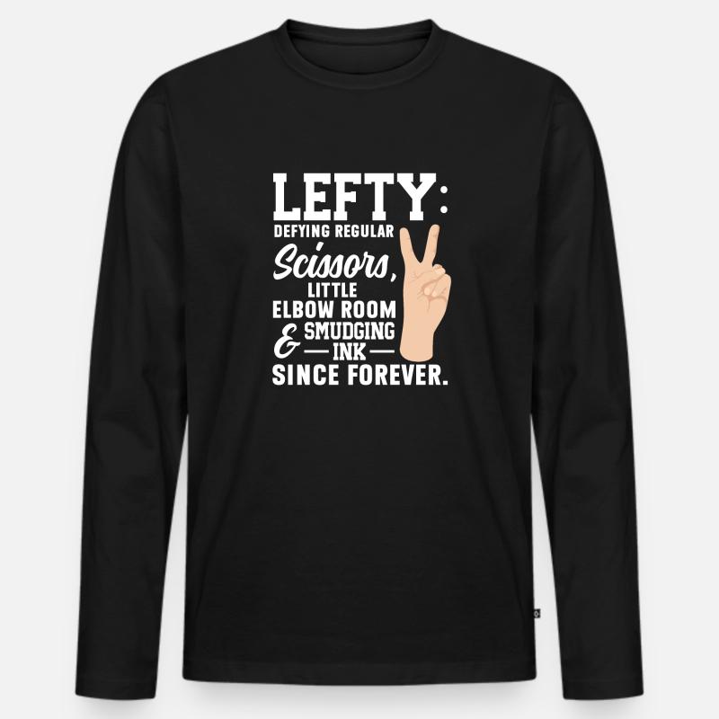 Linkshänder - Männer Premium Bio Langarmshirt - Schwarz