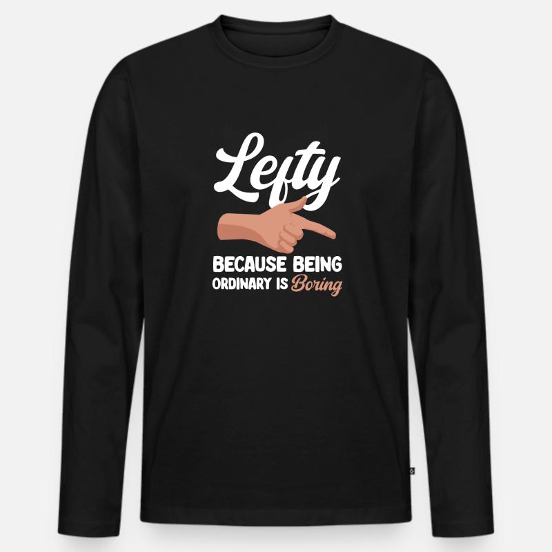 Linkshänder - Männer Premium Bio Langarmshirt - Schwarz
