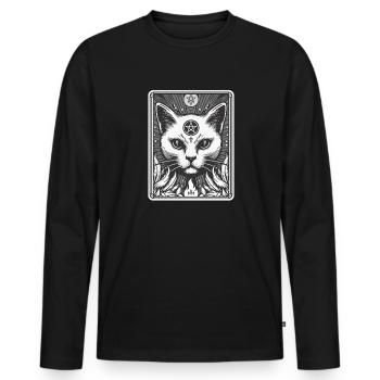 Carte de tarot Le Diable XV, Carte de tarot Chat - T-shirt manches longues Premium bio Homme - noir - Devant - Nico (187cm)