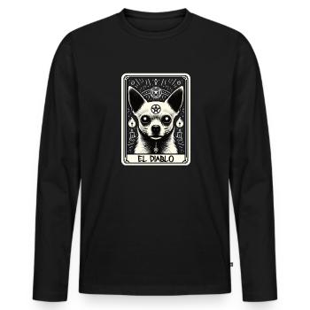 Carte de tarot Le Diable XV, Carte de tarot Chihuahua - T-shirt manches longues Premium bio Homme - noir - Devant - Nico (187cm)
