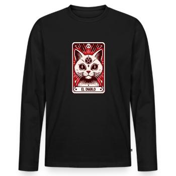 Tarotkarte Der Teufel XV, Tarot Karte Katze - Männer Premium Bio Langarmshirt - Schwarz - Vorne - Nico (187cm)