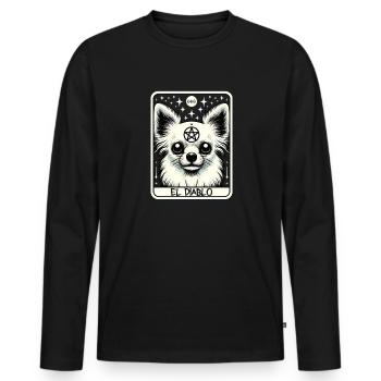 Tarot Card The Devil XV, Tarot Card Chihuahua - Men's Premium Organic Long Sleeve Shirt - black - Front - Nico (187cm)