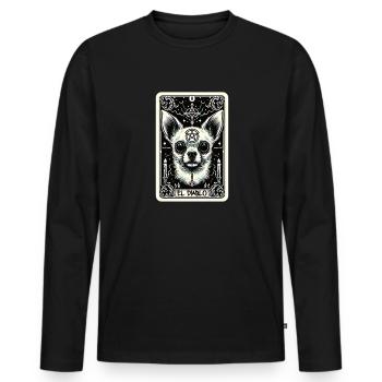 Carte de tarot Le Diable XV, Carte de tarot Chihuahua - T-shirt manches longues Premium bio Homme - noir - Devant - Nico (187cm)