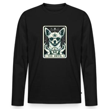 Tarot Card The Devil XV, Tarot Card Chihuahua - Men's Premium Organic Long Sleeve Shirt - black - Front - Nico (187cm)