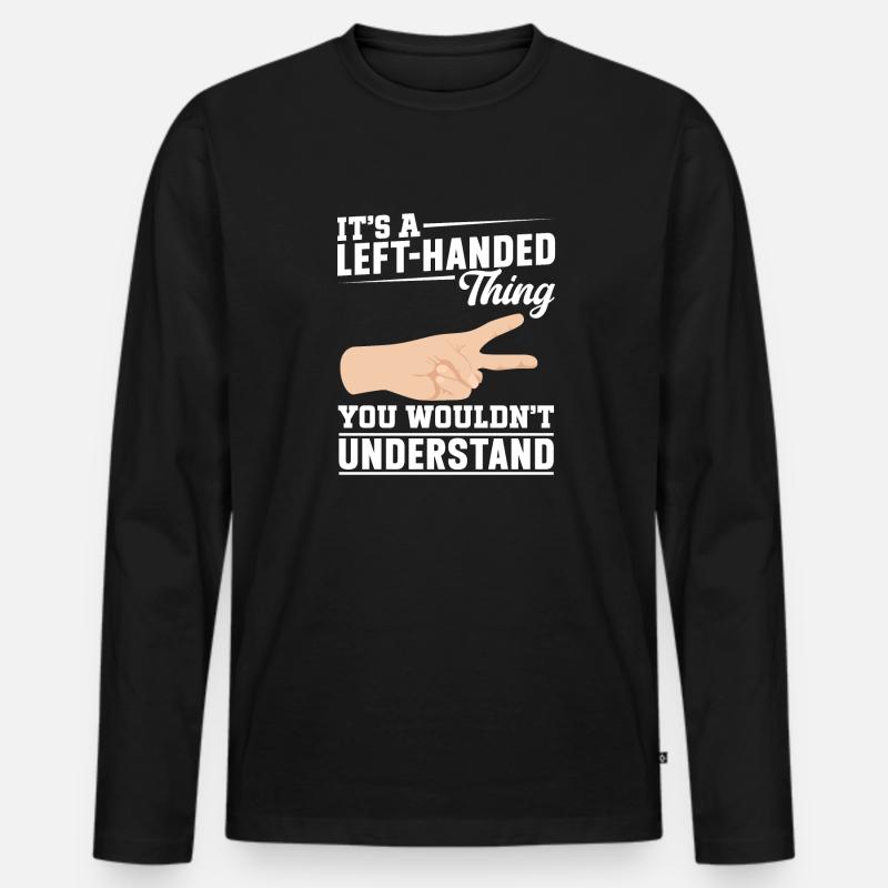 Linkshänder - Männer Premium Bio Langarmshirt - Schwarz