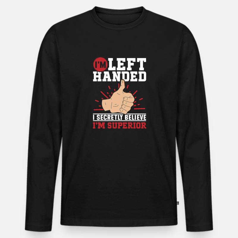 Linkshänder - Männer Premium Bio Langarmshirt - Schwarz