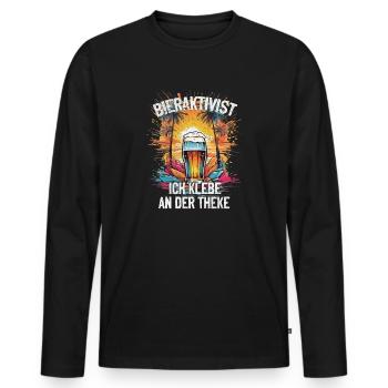 Bieraktivist ich klebe an der Theke – Partyspaß - Männer Premium Bio Langarmshirt - Schwarz - Vorne - Nico (187cm)