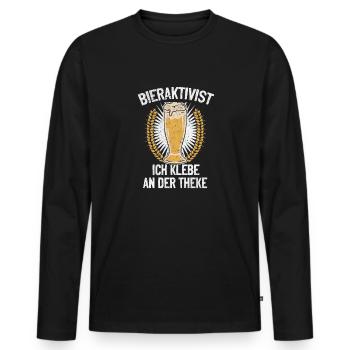 Bieraktivist ich klebe an der Theke – Partyspaß - Männer Premium Bio Langarmshirt - Schwarz - Vorne - Nico (187cm)