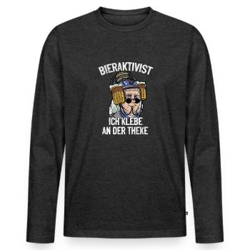 Activiste de la bière Je suis collé au bar – plaisir de la fête - T-shirt manches longues Premium bio Homme - anthracite chiné - Devant - Nico (187cm)