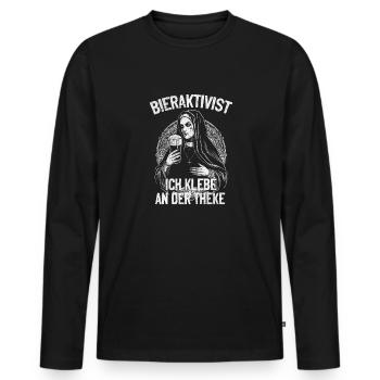 Activiste de la bière Je suis collé au bar – plaisir de la fête - T-shirt manches longues Premium bio Homme - noir - Devant - Nico (187cm)
