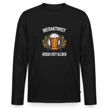 Bieraktivist Heben statt Kleben – Partyspaß - Männer Premium Bio Langarmshirt - Schwarz - Vorne - Nico (187cm)
