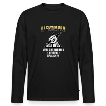 Electrician Heroes of Architects Pride and Humor - Men's Premium Organic Long Sleeve Shirt - black - Front - Nico (187cm)