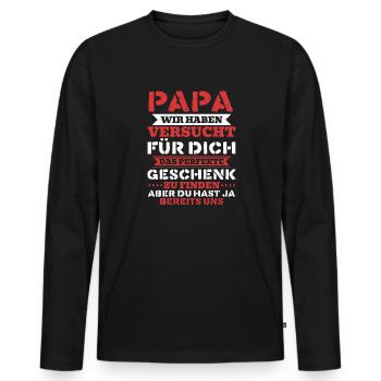 Papa, tu nous as déjà le cadeau parfait - T-shirt manches longues Premium bio Homme - noir - Devant - Nico (187cm)