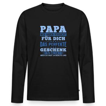 Papa, tu nous as déjà le cadeau parfait - T-shirt manches longues Premium bio Homme - noir - Devant - Nico (187cm)