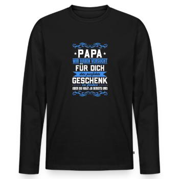 Papa, tu nous as déjà le cadeau parfait - T-shirt manches longues Premium bio Homme - noir - Devant - Nico (187cm)