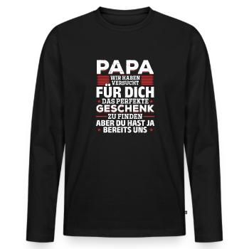 Papa, tu nous as déjà le cadeau parfait - T-shirt manches longues Premium bio Homme - noir - Devant - Nico (187cm)