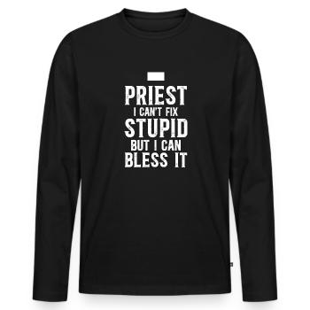 Prêtre prêtre chrétien catholique - T-shirt manches longues Premium bio Homme - noir - Devant - Nico (187cm)