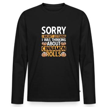Zimtschnecke - Männer Premium Bio Langarmshirt - Schwarz - Vorne - Nico (187cm)