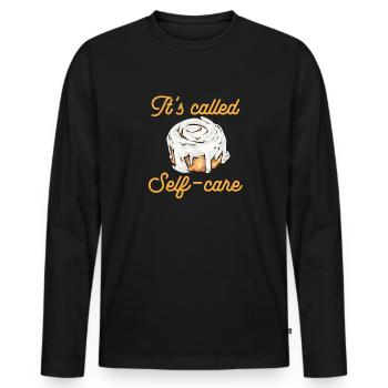 Rouleau à la cannelle - T-shirt manches longues Premium bio Homme - noir - Devant - Nico (187cm)
