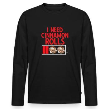 Zimtschnecke - Männer Premium Bio Langarmshirt - Schwarz - Vorne - Nico (187cm)
