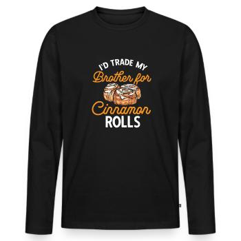 Zimtschnecke - Männer Premium Bio Langarmshirt - Schwarz - Vorne - Nico (187cm)