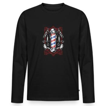 Chemise de coiffeur L’élégance à chaque coupe - T-shirt manches longues Premium bio Homme - noir - Devant - Nico (187cm)