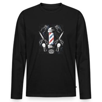 Chemise de coiffeur L’élégance à chaque coupe - T-shirt manches longues Premium bio Homme - noir - Devant - Nico (187cm)