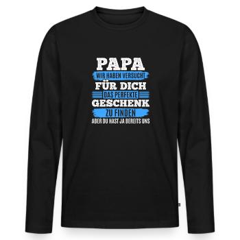 Papa, tu nous as déjà le cadeau parfait - T-shirt manches longues Premium bio Homme - noir - Devant - Nico (187cm)