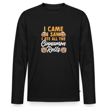 Zimtschnecke - Männer Premium Bio Langarmshirt - Schwarz - Vorne - Nico (187cm)