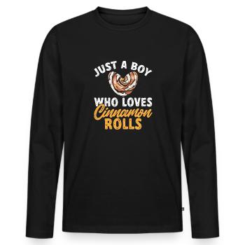 Rouleau à la cannelle - T-shirt manches longues Premium bio Homme - noir - Devant - Nico (187cm)