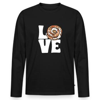 Rouleau à la cannelle - T-shirt manches longues Premium bio Homme - noir - Devant - Nico (187cm)