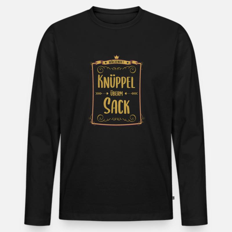 Zweideutiger Spruch Märchen Knüppel - Männer Premium Bio Langarmshirt - Schwarz