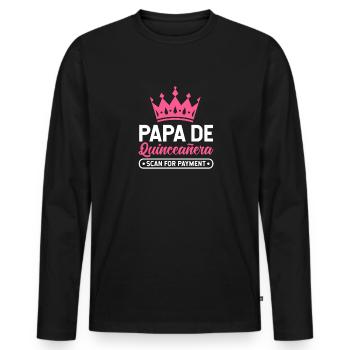 Papa De Quinceanera Scan Pour Paiement 5ème Anniversaire - T-shirt manches longues Premium bio Homme - noir - Devant - Nico (187cm)
