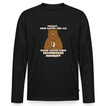 Café et ours, buveur de café, amateurs de café - T-shirt manches longues Premium bio Homme - noir - Devant - Nico (187cm)