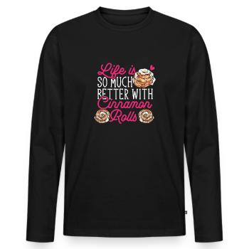 Zimtschnecke - Männer Premium Bio Langarmshirt - Schwarz - Vorne - Nico (187cm)