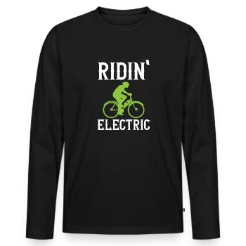 Electric Bike Cycling Biker E-Bike - Men's Premium Organic Long Sleeve Shirt - black - Front - Nico (187cm)