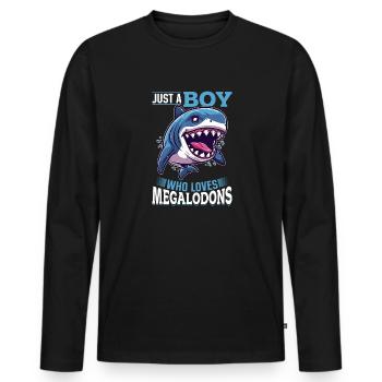 Requin Animal juste un garçon qui aime les mégalodons - T-shirt manches longues Premium bio Homme - noir - Devant - Nico (187cm)