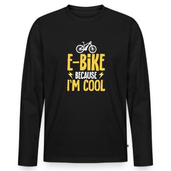 Vélo électrique Vélo Biker E-Bike - T-shirt manches longues Premium bio Homme - noir - Devant - Nico (187cm)