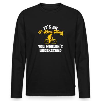 Electric Bike Cycling Biker E-Bike - Men's Premium Organic Long Sleeve Shirt - black - Front - Nico (187cm)
