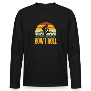 Vélo électrique Vélo Biker E-Bike - T-shirt manches longues Premium bio Homme - noir - Devant - Nico (187cm)