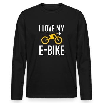 Electric Bike Cycling Biker E-Bike - Men's Premium Organic Long Sleeve Shirt - black - Front - Nico (187cm)