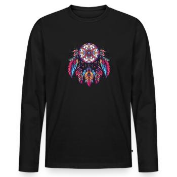 Attrape-rêves amérindien - T-shirt manches longues Premium bio Homme - noir - Devant - Nico (187cm)