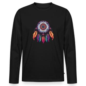 Attrape-rêves amérindien - T-shirt manches longues Premium bio Homme - noir - Devant - Nico (187cm)