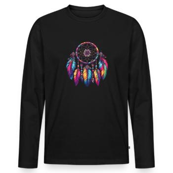Attrape-rêves amérindien - T-shirt manches longues Premium bio Homme - noir - Devant - Nico (187cm)
